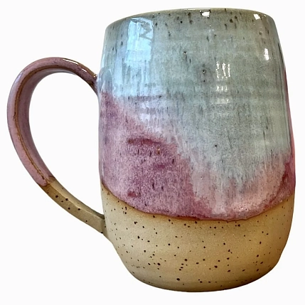 Кружка ручной работы «Лава», розово-голубая, керамика, 500 мл, фото 1.