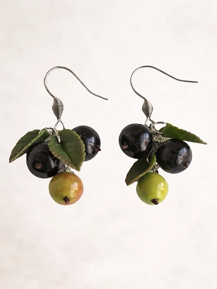 Серьги Подарки руками «Черная смородина», полимерная глина, фото 1.