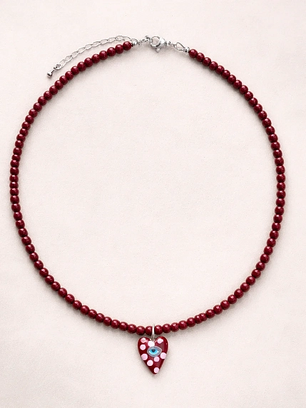Чокер Мигетт с подвеской «Сердце с глазом», бордовый, фото 2.