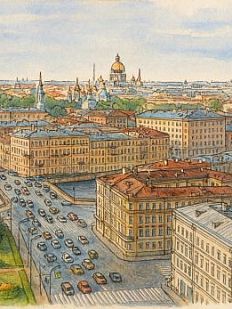 Обложка на студенческий билет «Панорама Питера», экокожа