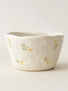 Пиала ручной работы «Жёлтые цветочки», керамика, 12 см