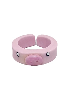 Кольцо Радость Рядом «Свинка», полимерная глина, розовое