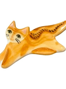 Брошь фарфоровая «Рыжий котик»