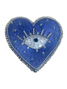 Брошь ручной работы «Heart», голубая, бисер