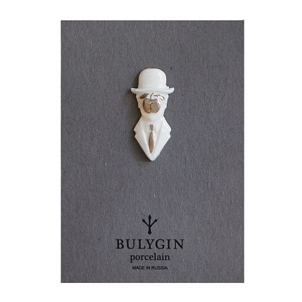 Брошь ручной работы Bulygin «Магритт», бело-серебристая, фарфор, фото 2.