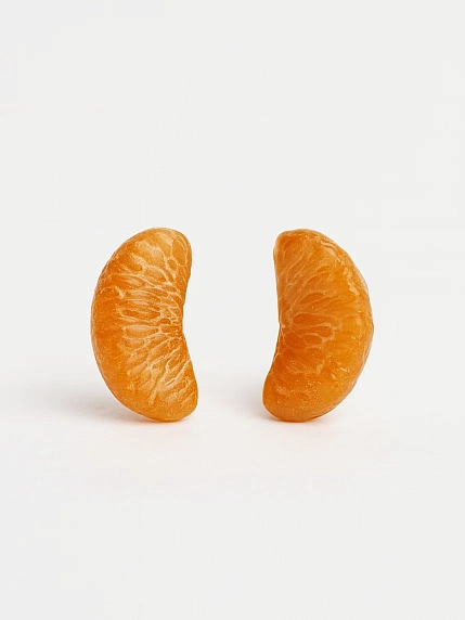 Серьги-гвоздики Подарки руками «Дольки мандарина», полимерная глина, фото 1.