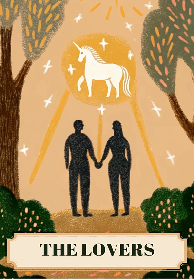 Открытка Таро Влюбленные (The Lovers), фото 1.