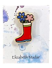 Брошь ручной работы Elizabeth Madar Сапожок, красная, керамика