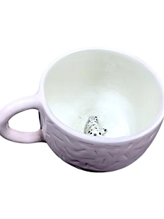 Кружка ручной работы Мама Черепаха с фигуркой внутри Тюлень, розовая, 400 мл