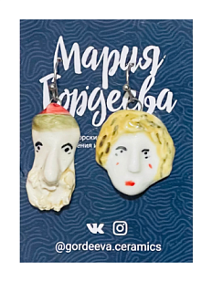 Серьги «Лица №2», керамика