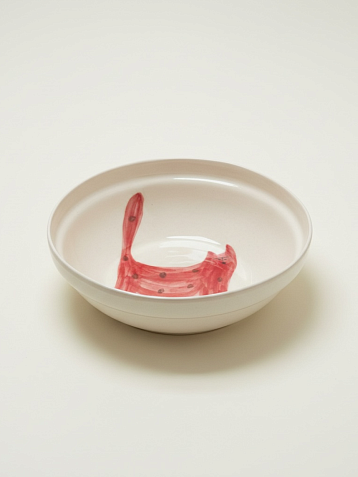 Тарелка ручной работы Донышко-горлышко «Кот Краш Красный», белая, керамика, фото 2.