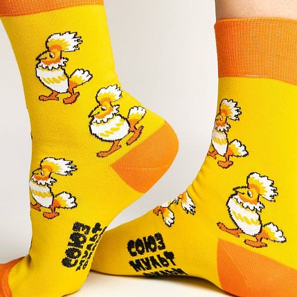 Носки «Птица Говорун с планеты Блук отличается», р-р 42-46, жёлтые, фото 1.