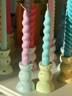 Свеча ручной работы «Спиралька», голубой