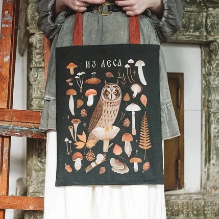 Сумка шоппер «Сова из леса», тёмно-зелёный, фото 3.