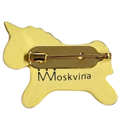 Брошь ручной работы «Единорог», жёлтая, фарфор, фото 3.
