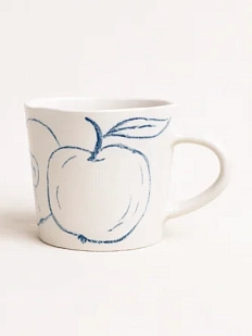 Кружка ручной работы с рисунком «Яблоко», полуфарфор, 370 мл