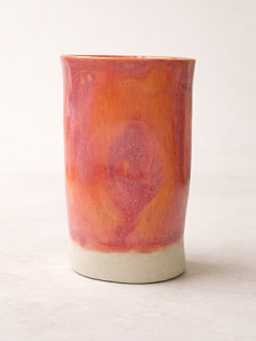 Мятый стакан ручной работы тёмно-розовый, керамика, 200 мл