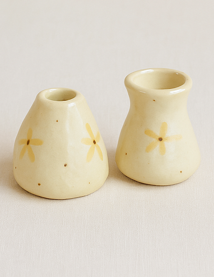 Подсвечник для тонких свечей «Цветочки», жёлтый, керамика, фото 3.