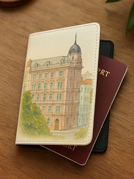 Обложка на паспорт «Пражский отель», искусственная кожа, фото 2.