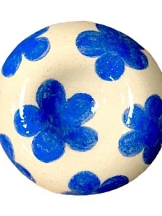 Подсвечник ручной работы «Цветочки», синий, керамика