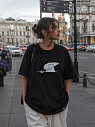 Футболка ШКЯ «Котик с сижкой», унисекс, 50, черная, превью фото 3