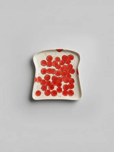 Тарелка ручной работы АН2К Тост с вишенками, керамика, 17 см