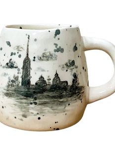 Кружка ручной работы Верба керамика бочонок «Город-сказка, город-мечта», керамика, 300 мл