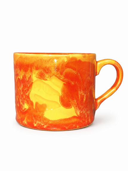 Кружка ручной работы Тата вытворяет/NF ceramics «Творю х**ню осознанно», оранжевая, керамика, 500 мл, фото 2.