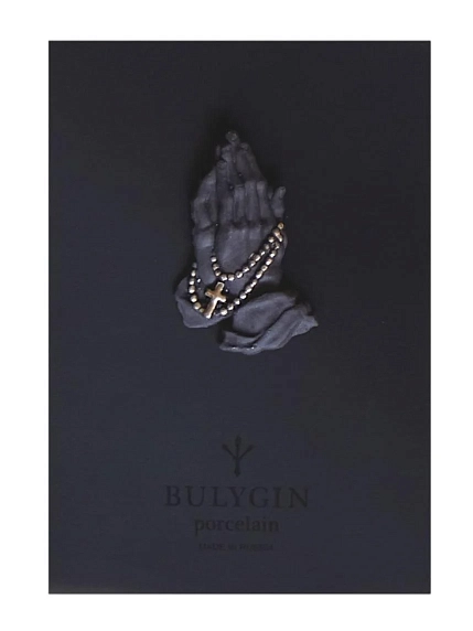 Брошь ручной работы Фарфор Булыгина «Молитва», чёрно-серебристая, фото 4.