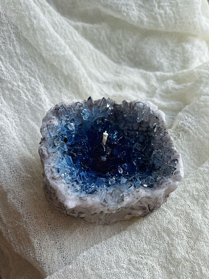 Интeрьерная свеча «Кристалл», синяя, фото 1.