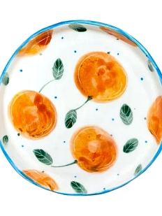 Блюдце ручной работы «Мандарин», полуфарфор, 13 см