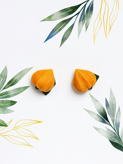 Серьги-гвоздики «Физалис», полимерная глина, большие, фото 2.