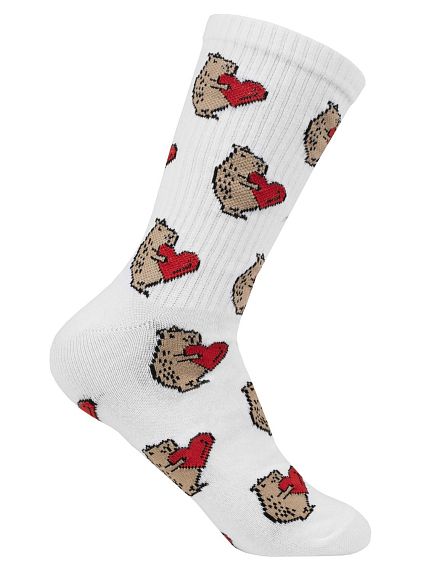 Носки «Капибара с сердечком», р-р 35-40, белые, фото 1.