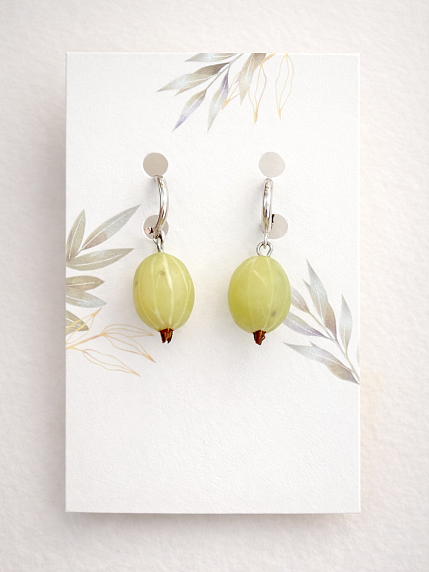 Серьги-конго «Крыжовник», полимерная глина, фото 2.