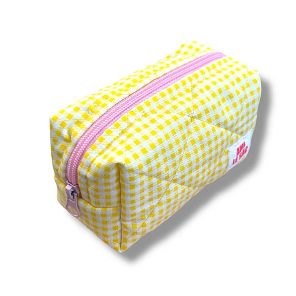 Косметичка ручной работы АМИ (Ami lé sac) «Bebesss», жёлтая клетка, фото 5.