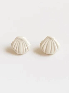 Серёжки-гвоздики Ловетанн керамика «Перламутровые ракушки», полуфарфор