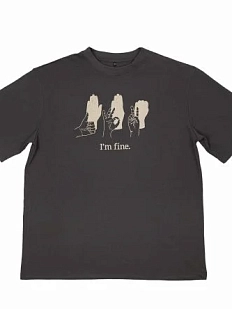 Оверсайз футболка Barking Store «I'm fine», 2XL муж., тёмно-серый
