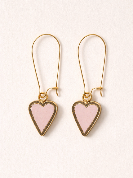 Серьги Сердечки из серии «Преданное сердце», дерево, розовые, фото 1.