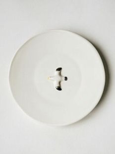 Тарелка ручной работы с фигуркой Чайка, полуфарфор, 18 см