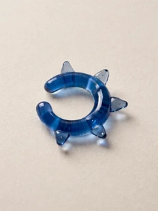 Кафф Лампджой глянцевый, стекло, прозрачный с шипами, синий