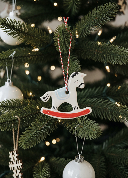 Ёлочная игрушка «Лошадка-Качалка», керамика, фото 2.