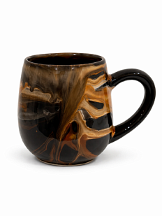 Кружка ручной работы с разводами Кафель «Капучино», чёрно-коричневая, керамика, 500 мл