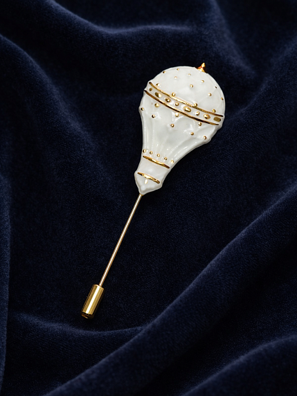 Брошь ручной работы Bulygin «Аэростат», фарфор, бело-золотистая, фото 4.