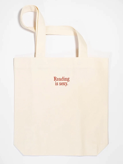 Сумка шоппер Подписные изделия, «Reading is sexy», вышивка, белый, фото 1.