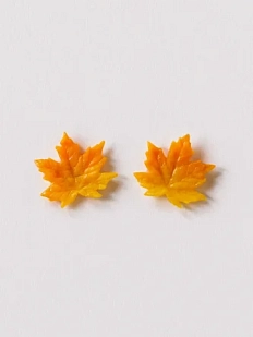 Серьги-гвоздики «Кленовые листочки», полимерная глина