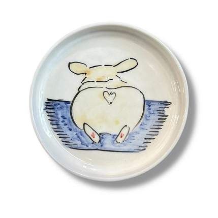 Тарелка ручной работы НАДО ЖЕ с бортиком Попа корги, керамика, 13-14 см, фото 1.