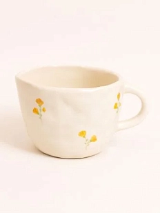 Чашка для чая ручной работы оранжевые цветы , керамика, 250 мл