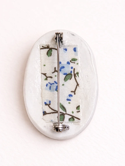 Брошь ручной работы Elizabeth Madar Чертополох, овальная, синяя, керамика, фото 4.
