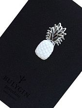 Брошь ручной работы Bulygin «Ананас», бело-серебристая, фарфор