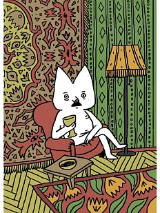 Обложка на паспорт Валя Карнавалова «Белый зверь в кресле», ПВХ, искусственная кожа